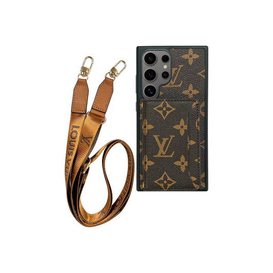 BROWN LV MONOGRAM CARDHOLDER FULLY COVERED WITH LANYARD