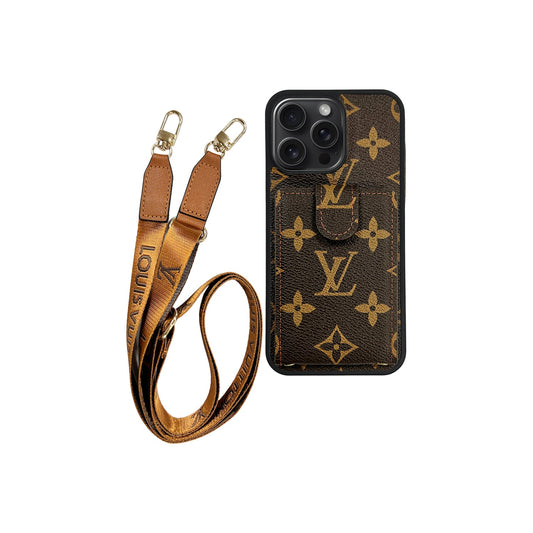 LV BROWN MONOGRAM CARDHOLDER FULLY COVERED LANYARD