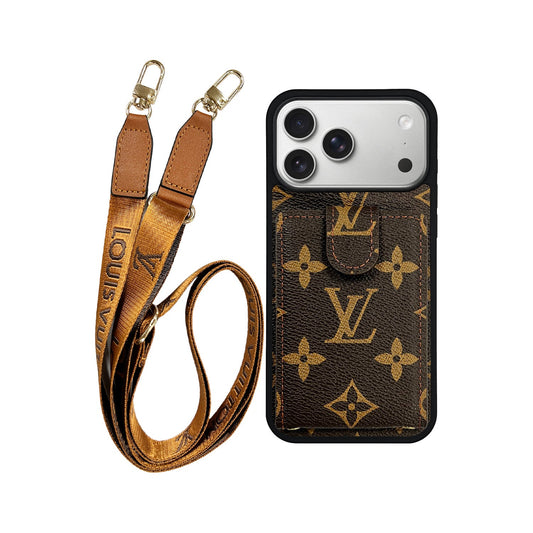 LV BROWN MONOGRAM CARDHOLDER FULLY COVERED LANYARD